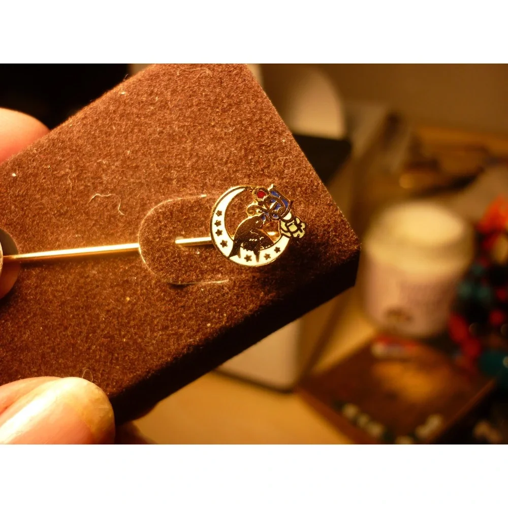Vintage Kappa Sigma Fraternity Stick Pin Star & Crescent Enamel Greek Letter ΚΣ‎